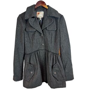 Twill Twenty Two | Gray Button Down Peplum Coat, S